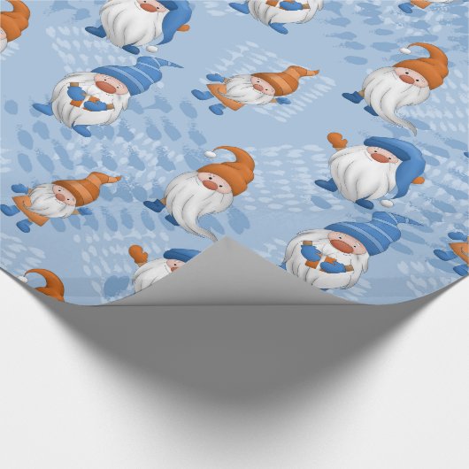 Kute kerst Gnome ThreadPattern Cadeaupapier (Hoek)