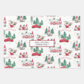 Kute kerst Gnomes Merry n Bright Forest Truck Inpakpapier Vel (Voorkant)