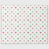 Kute kerst kleurrijke groene en rode poka Dots Cadeaupapier (Vlak)