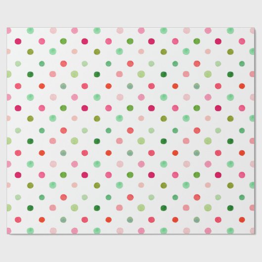 Kute kerst kleurrijke groene en rode poka Dots Cadeaupapier (Vlak)