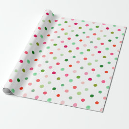 Kute kerst kleurrijke groene en rode poka Dots Cadeaupapier