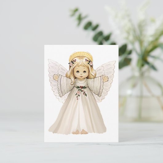 Kute kerstangels met wapens uit briefkaart (Staand voorkant)