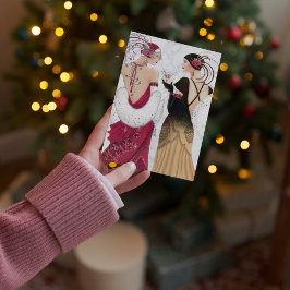 Kute kerstart deco dames toevoegen bericht feestdagen kaart