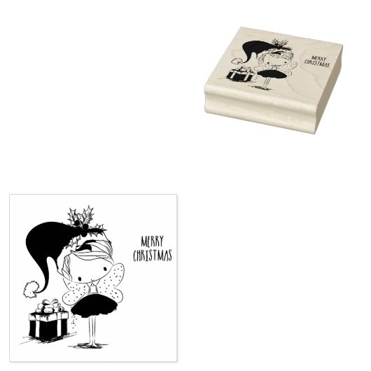 Kute kerstavond rubberstempel (Gestempeld)