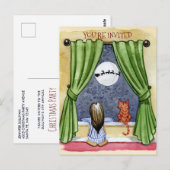 Kute kerstavond Waterverf Kat en Keukenkat Briefkaart (Voorkant / Achterkant)