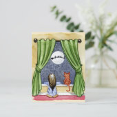 Kute kerstavond Waterverf Kat en Keukenkat Briefkaart (Staand voorkant)