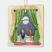 Kute kerstavond Waterverf Kat en Keukenkat Keramisch Ornament (Links)