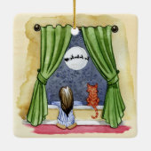 Kute kerstavond Waterverf Kat en Keukenkat Keramisch Ornament (Achterkant)