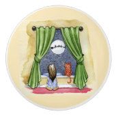 Kute kerstavond Waterverf Kat en Keukenkat Keramische Knop (Voorkant)