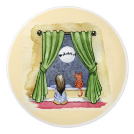 Kute kerstavond Waterverf Kat en Keukenkat Keramische Knop