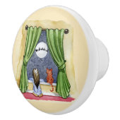 Kute kerstavond Waterverf Kat en Keukenkat Keramische Knop (Rechts)