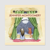 Kute kerstavond Waterverf Kat en Keukenkat Naamplaatje (Voorkant)