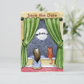 Kute kerstavond Waterverf Kat en Keukenkat Save The Date (Staand voorkant)