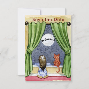 Kute kerstavond Waterverf Kat en Keukenkat Save The Date