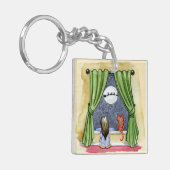 Kute kerstavond Waterverf Kat en Keukenkat Sleutelhanger (Voorkant Links)
