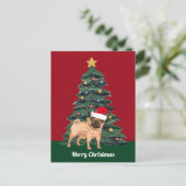 Kute kerstbek in Santa Hat Custom Red Holiday Briefkaart (Staand voorkant)