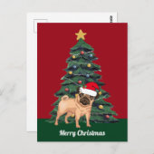 Kute kerstbek in Santa Hat Custom Red Holiday Briefkaart (Voorkant / Achterkant)