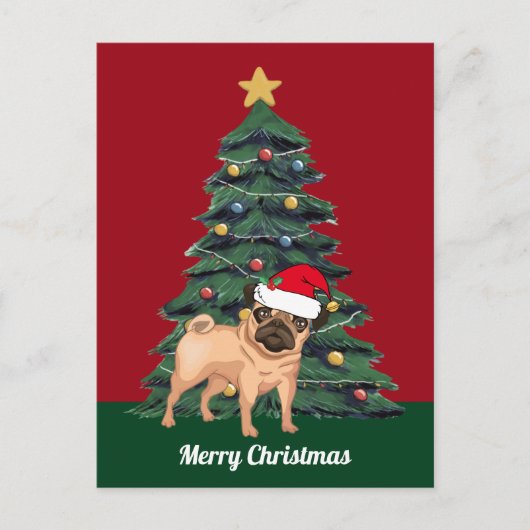 Kute kerstbek in Santa Hat Custom Red Holiday Briefkaart (Voorkant)