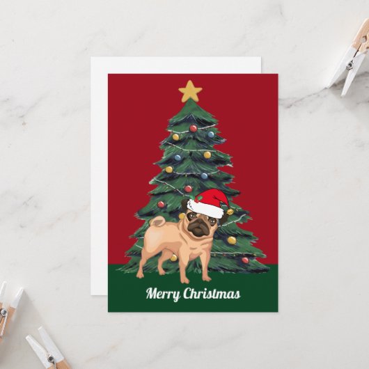 Kute kerstbek in Santa Hat Custom Red Kaart (Voorkant / Achterkant in situ)