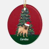 Kute kerstbek in Santa Hat Persoonlijk rood Keramisch Ornament (Links)