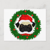 Kute kerstbeker Santa in Wreate Feestdagenkaart (Voorkant)