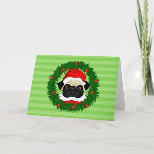 Kute kerstbeker Santa in Wreate Kaart (Voorkant)