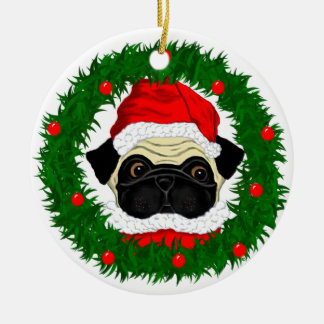 Kute kerstbeker Santa in Wreate Keramisch Ornament
