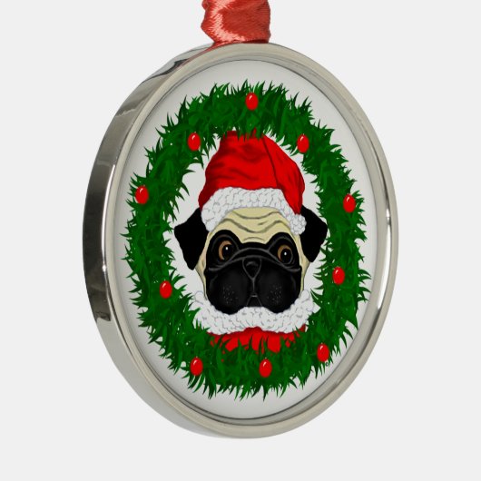 Kute kerstbeker Santa in Wreate Metalen Ornament (Rechts)