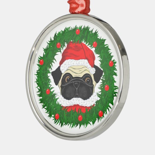 Kute kerstbeker Santa in Wreate Metalen Ornament (Links)