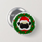 Kute kerstbeker Santa in Wreate Ronde Button 5,7 Cm (Voorkant /achterkant)