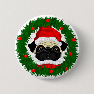 Kute kerstbeker Santa in Wreate Ronde Button 5,7 Cm
