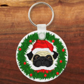 Kute kerstbeker Santa in Wreate Sleutelhanger (Voorkant)