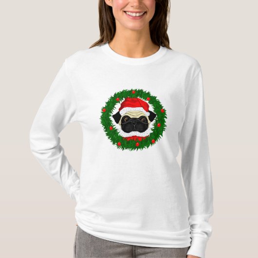 Kute kerstbeker Santa in Wreate T-shirt (Voorkant)