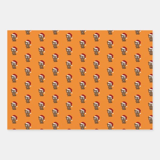 Kute kerstbevers inpakpapier vel (Voorkant)