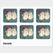 Kute kerstbezit vierkante sticker (Vel)