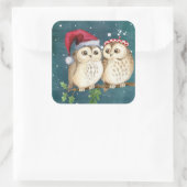 Kute kerstbezit vierkante sticker (Tas)