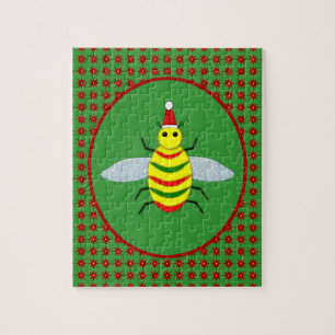 Kute kerstbijen en Poinsettia Flowers Legpuzzel