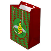 Kute kerstbijen en Poinsettia Flowers Medium Cadeauzakje (Achterkant Gekanteld)