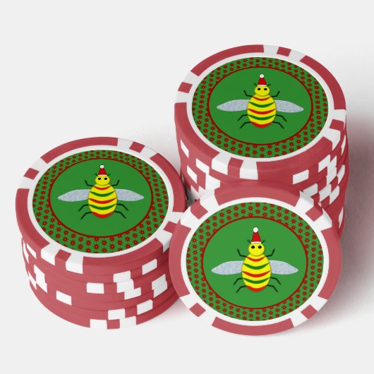 Kute kerstbijen en Poinsettia Flowers Poker Chips (Opstapeling)