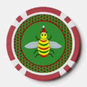Kute kerstbijen en Poinsettia Flowers Poker Chips (Achterkant)