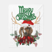 Kute kerstboer Goat met Antlers en Wreator Fleece Deken (Voorkant)