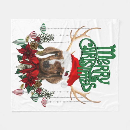 Kute kerstboer Goat met Antlers en Wreator Fleece Deken (Voorkant (Horizontaal))