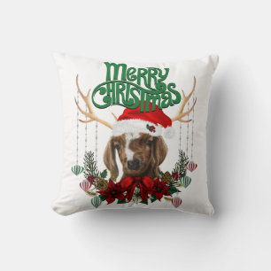 Kute kerstboer Goat met Antlers en Wreator Kussen