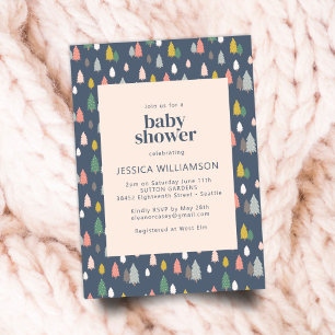 Kute kerstbomen Blue Green Baby shower Kaart