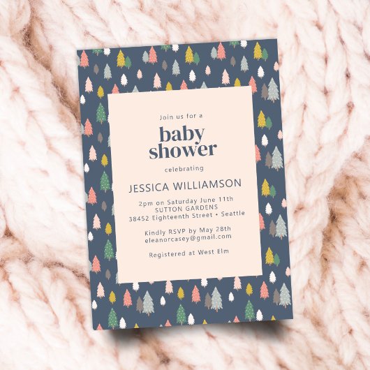 Kute kerstbomen Blue Green Baby shower Kaart