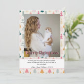 Kute Kerstbomen Blush Roze Patroon Feestdagenkaart (Staand voorkant)