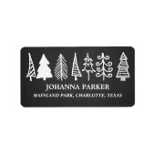 Kute kerstbomen  Chalkboard Holiday Etiket (Voorkant)