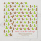 Kute kerstbomen en Polka Dots Party Invites Kaart (Voorkant / Achterkant)