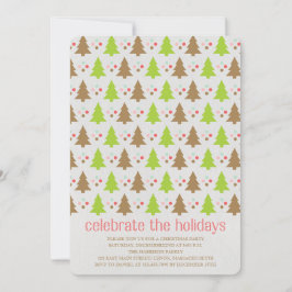 Kute kerstbomen en Polka Dots Party Invites Kaart