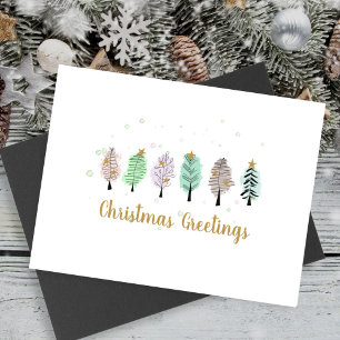 Kute kerstbomen feestdagenkaart